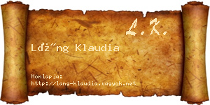 Láng Klaudia névjegykártya